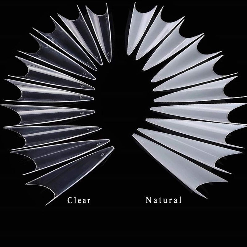 AM RONG MAGIC Long Stiletto Natural Nail Tips - Acrylic Half Cover Pointed Fake Nails, Long Claw False Artificial Tips 600pcs 10 Sizes With Box - Image 5